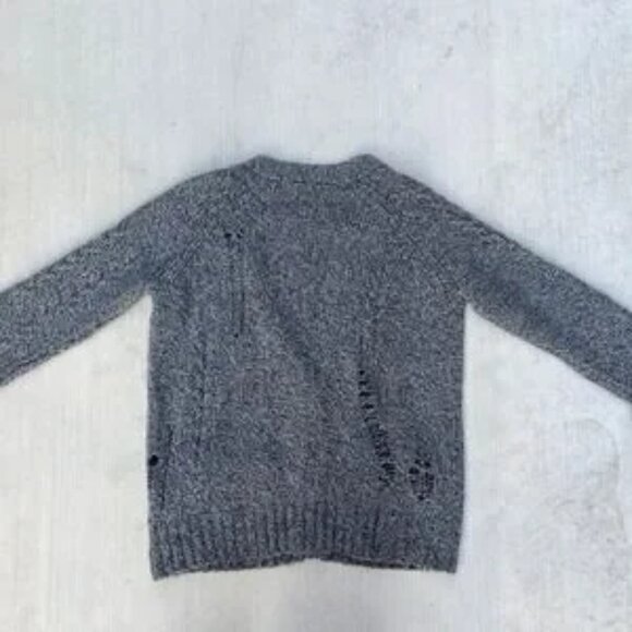 Raquel Allegra Womens Distressed Grey Merino Wool Baby Camel Blend Cardigan - Picture 4 of 7